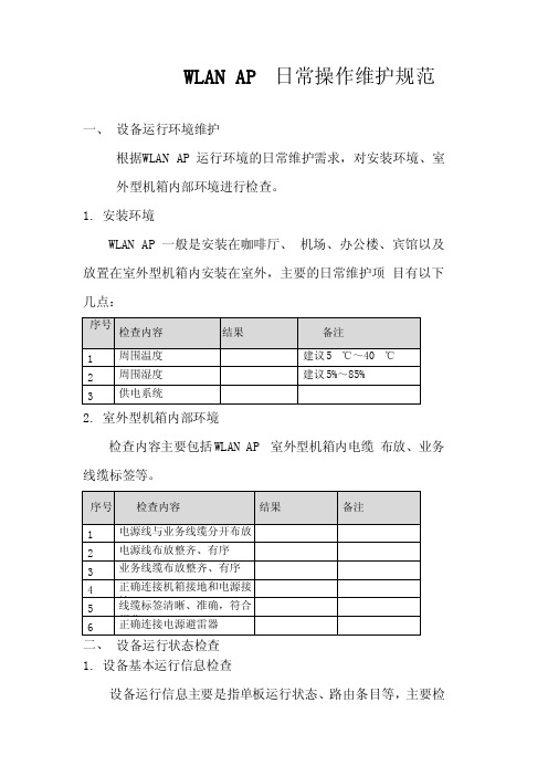 WLANAP日常操作维护规范