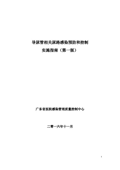 导尿管相关尿路感染防控实施指南定稿(1版)20161122(2)