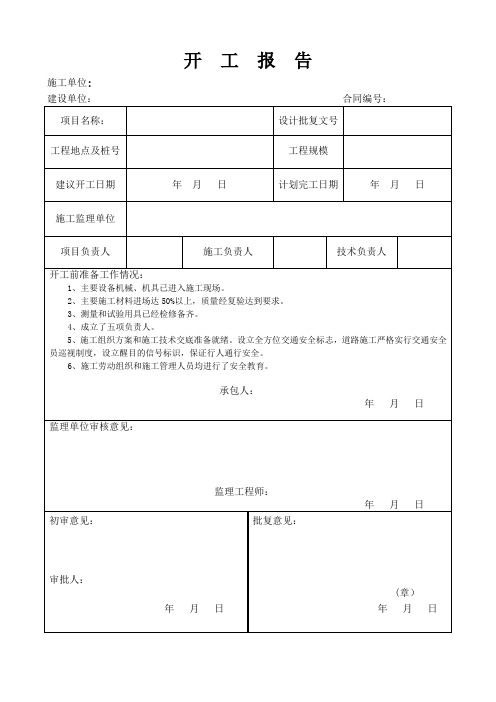 公路工程开工报告