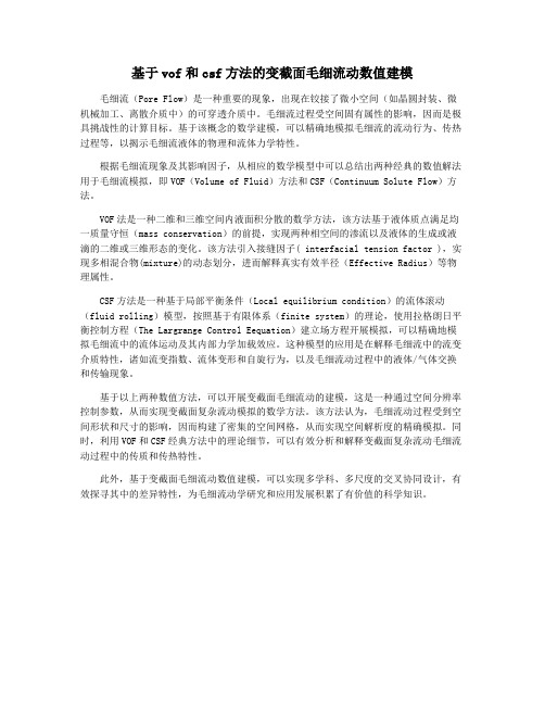 基于vof和csf方法的变截面毛细流动数值建模