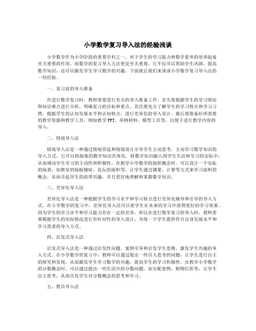 小学数学复习导入法的经验浅谈