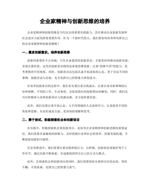 企业家精神与创新思维的培养