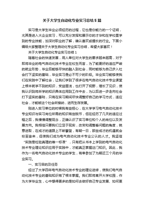 关于大学生自动化专业实习总结5篇