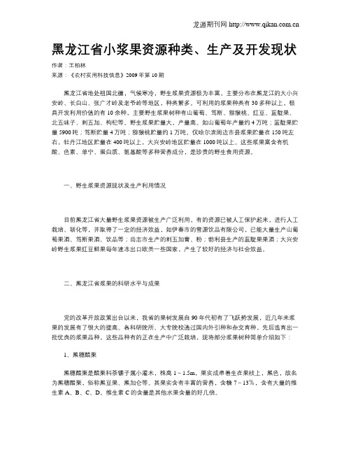 黑龙江省小浆果资源种类、生产及开发现状