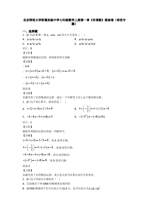 北京师范大学附属实验中学七年级数学上册第一章《有理数》提高卷(培优专题)