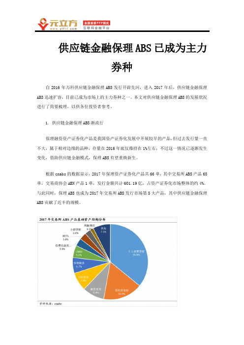 供应链金融保理ABS发展成为主要证券