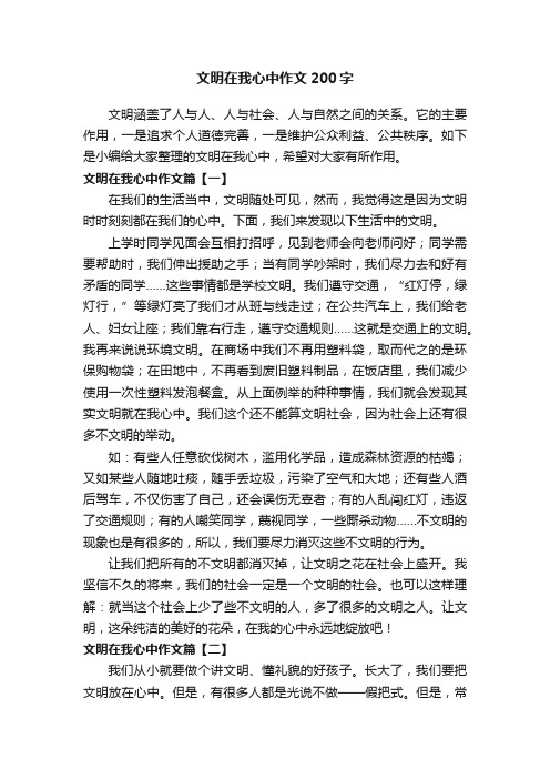 文明在我心中作文200字