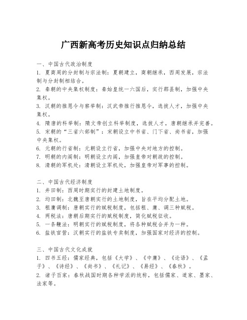 广西新高考历史知识点归纳总结