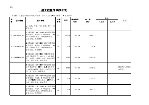 土建工程量清单报价表