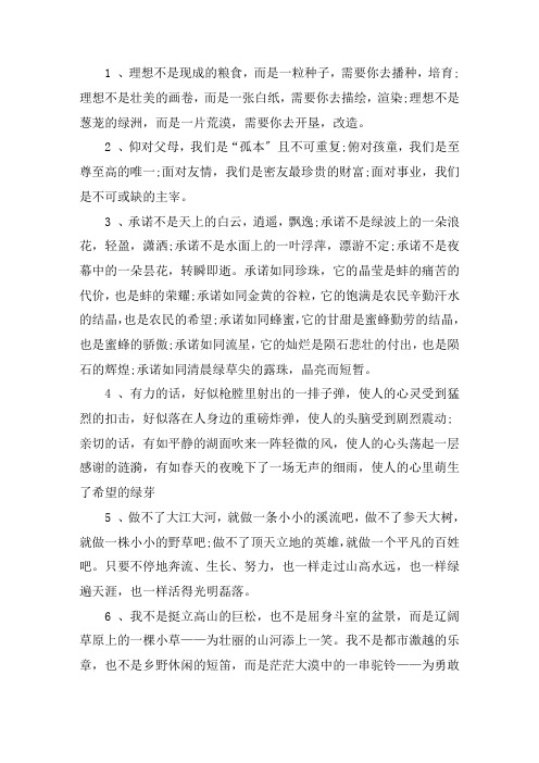 关于人生理想的优美句子文案15句