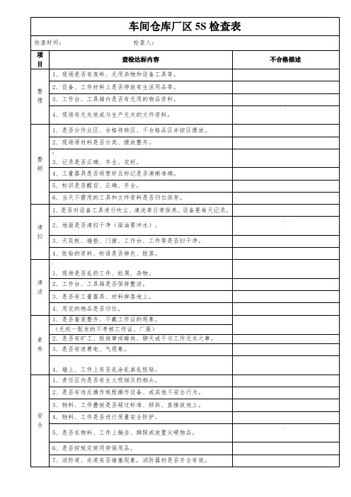 公司5S检查表