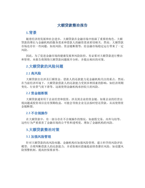大额贷款整治报告