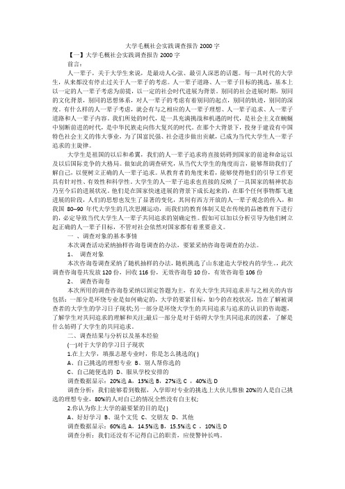 大学毛概社会实践调查报告2000字