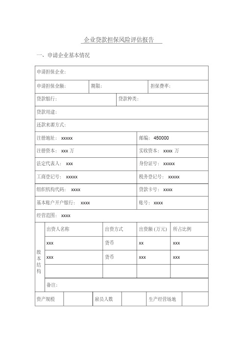 企业贷款担保风险评估报告