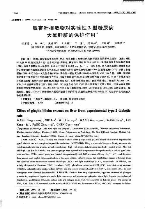 银杏叶提取物对实验性2型糖尿病大鼠肝脏的保护作用