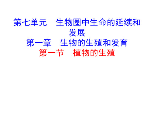 人教版八年级生物下册第七单元 生物圈中生命的延续和发展 第一章 生物的生殖和发育第一节 植物的生殖 