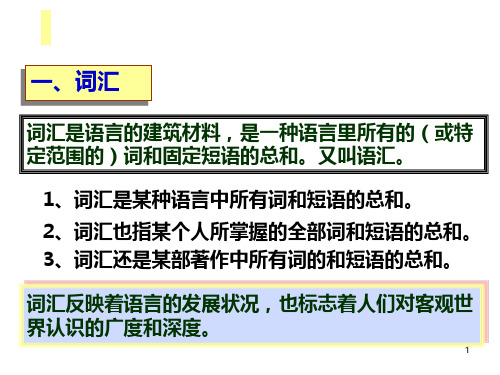 现代汉语第一节词汇及词汇单位PPT课件