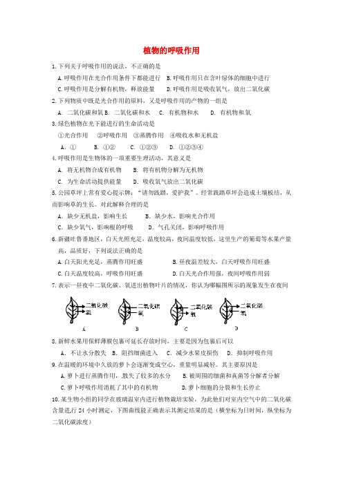 苏教版生物-七年级上册第三单元 第6章 第四节 植物的呼吸作用练习题