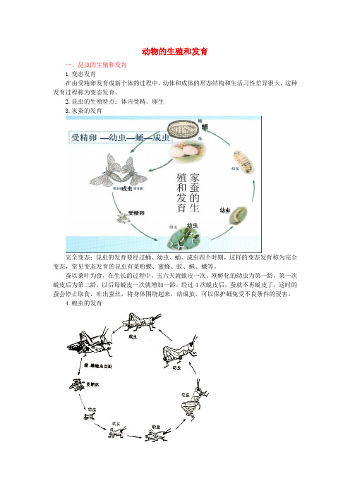 2017年中考生物复习 动物的生殖和发育知识点总结 新人教版