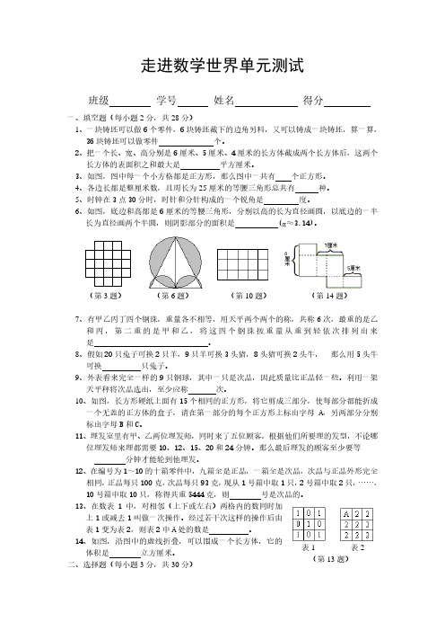 走进数学世界单元测试.pdf