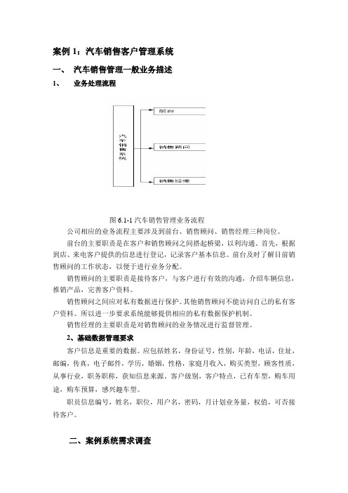 案例1：汽车销售客户管理系统