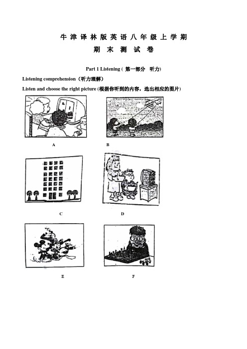 牛津译林版英语八年级上学期《期末考试题》含答案解析