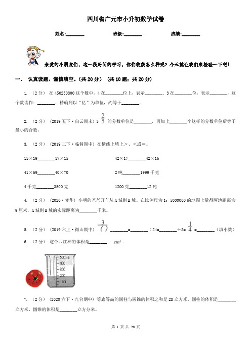 四川省广元市小升初数学试卷