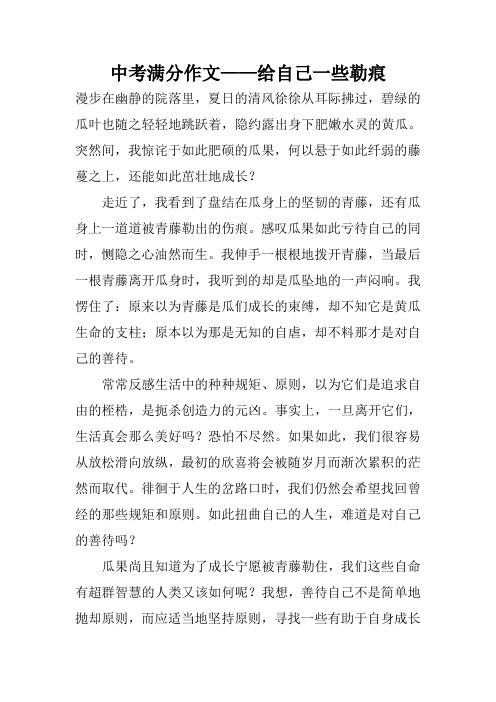 中考满分作文——给自己一些勒痕