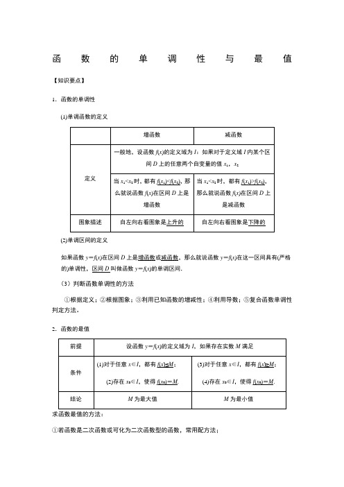 函数的单调性与最值(讲义)