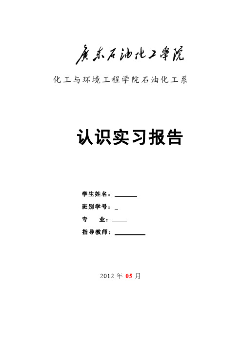 广东石油化工学院茂石化见习实习报告