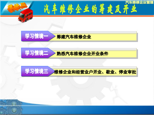 《汽车维修企业管理》课件之第二章汽车维修企业的筹建及开业