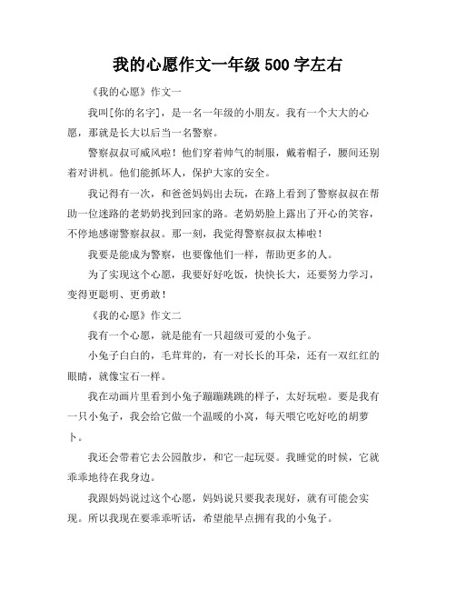 我的心愿作文一年级500字左右