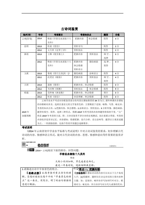 中考《 古诗词鉴赏》考点解析