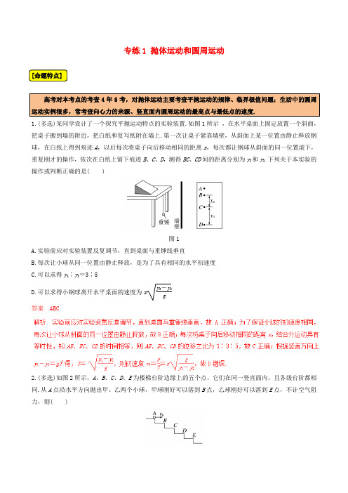 高考物理(必考点热考点预测点)第二部分热考点专练1抛体运动和圆周运动