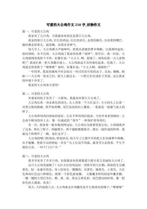 可爱的大公鸡作文250字_状物作文