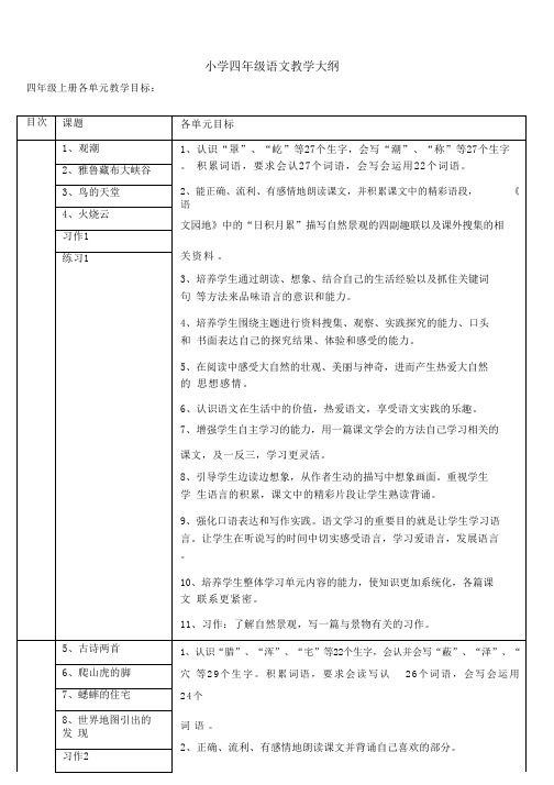 四年级语文教学大纲