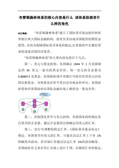 布雷顿森林体系的核心内容是什么 该体系扮演者什么样的角色