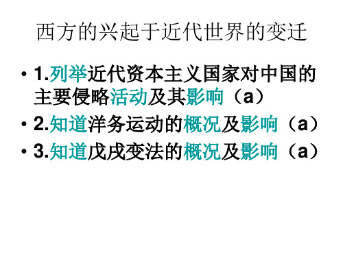 初三总复习之西方的兴起与近代世界的变迁(二)