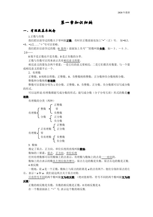 沪科版数学七年级上册第一章 有理数 知识总结