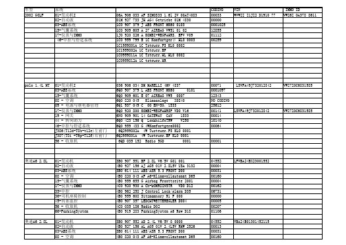 大众全车系电脑版本号