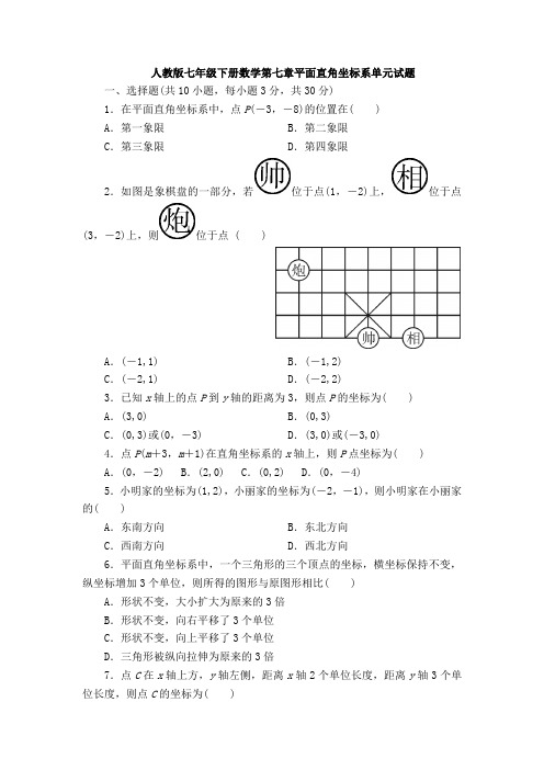 【3套打包】江阴市七年级下册数学第七章平面直角坐标系测试题(解析版)