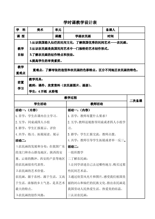 小学美术四年级下册《学画农民画》教案