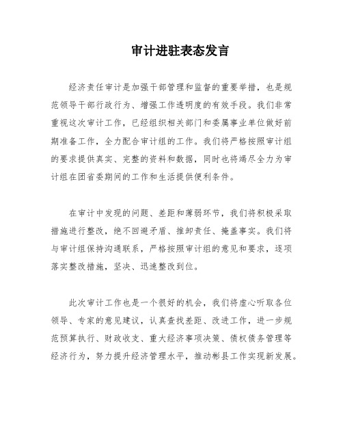 审计进驻表态发言