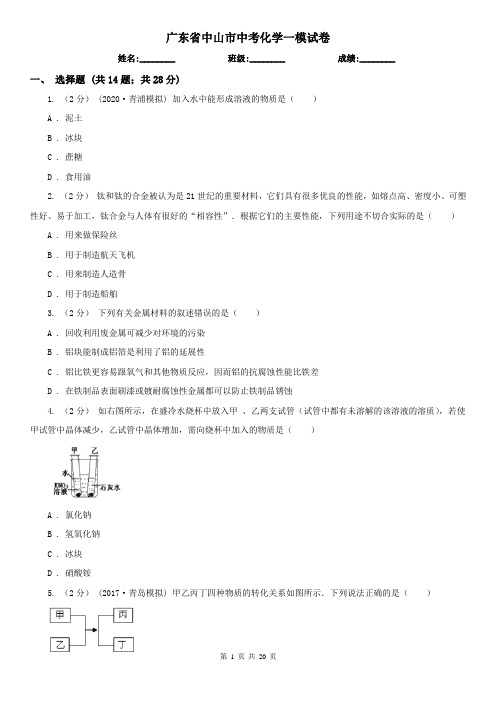 广东省中山市中考化学一模试卷