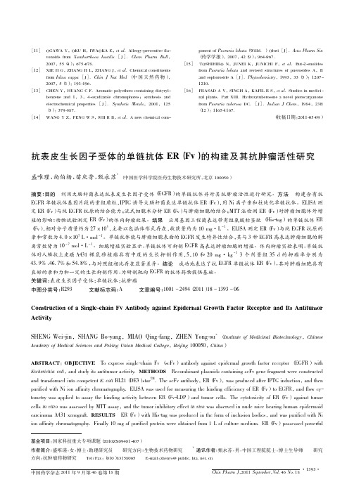 抗表皮生长因子受体的单链抗体ER(Fv)的构建及其抗肿瘤活性