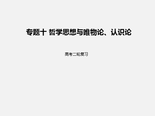 高考政治 二轮复习 专题10 哲学思想与唯物论、认识论