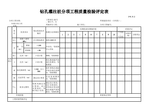 C-8.5.2  钻孔灌注桩分项工程质量检验评定表