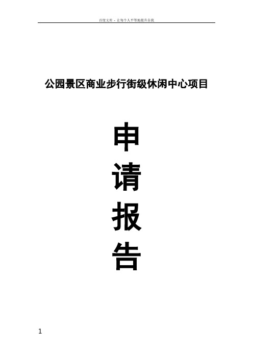 公园景区商业步行街级休闲中心项目申请报告