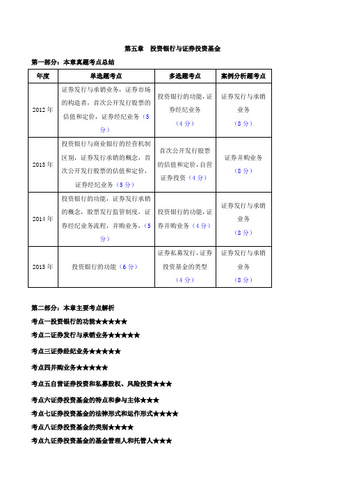 中级经济师-金融-考点强化、第五章投资银行与证券投资基金(一)