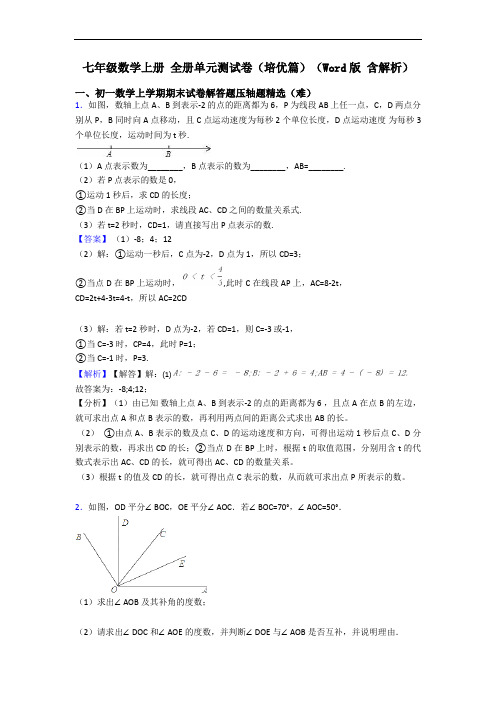 七年级数学上册 全册单元测试卷(培优篇)(Word版 含解析)